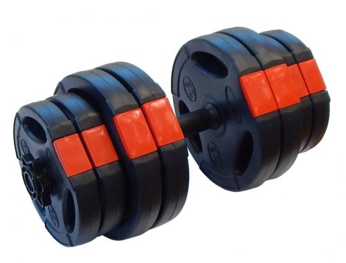 Capetan® River - 15Kg extendable dumbbell set with cement filled weightplates and 25mm hollow steel bar