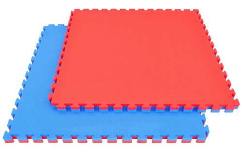 Capetan® Floor Line 100x100x4cm Red / Blue Puzzle Tatami mat 92kg/m3 density, 4 edge parts included