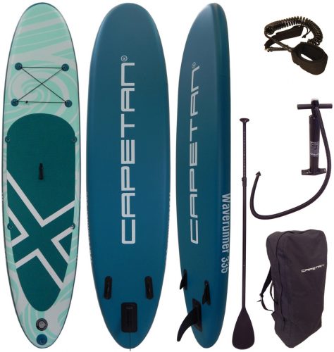 Capetan® - 150Kg - Navy 335 X 81 X 15cm SUP board set - with leash and connectors for kayak seat