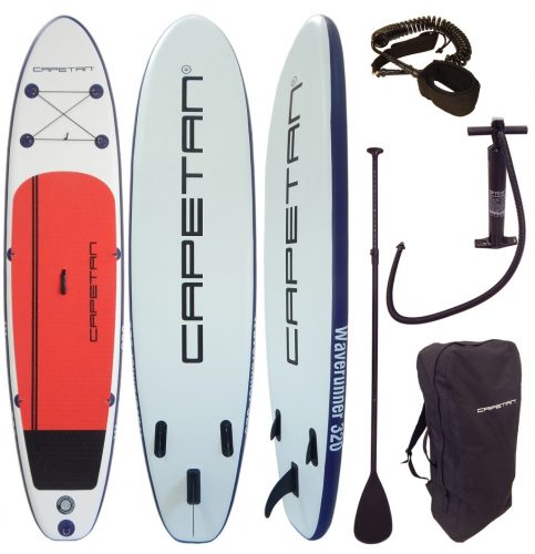 Capetan® - 140Kg - Speedy Plus 320 x 76 x 15cm SUP board set - with leash and connectors for kayak seat